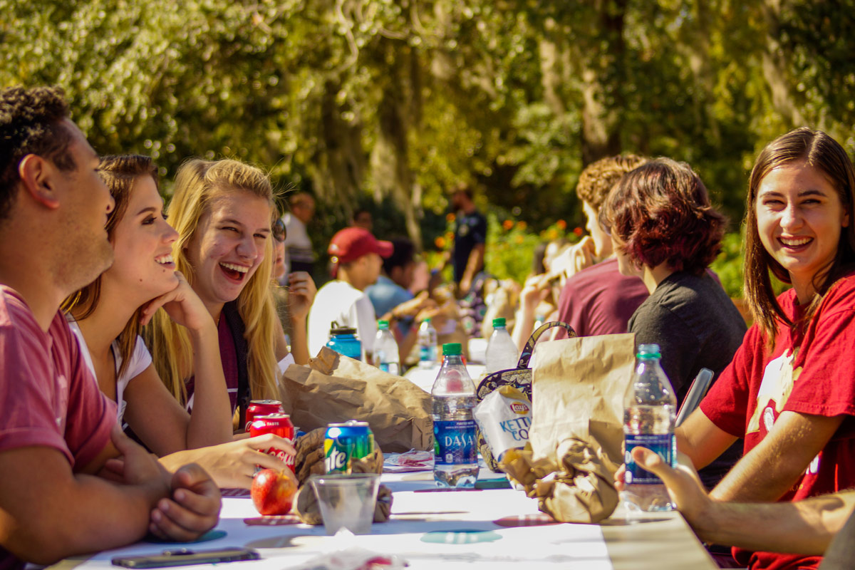 Photo of students participating in The Longest Table @ FSU